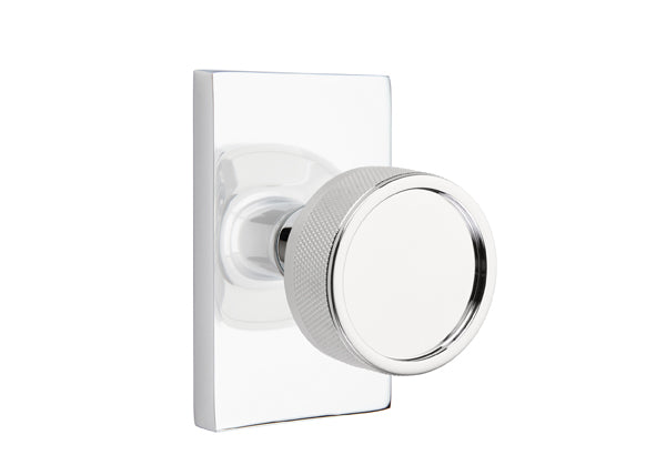 Emtek Select, Conical Knurled Knob, Modern Rectangular Rosette Concealed Screws
