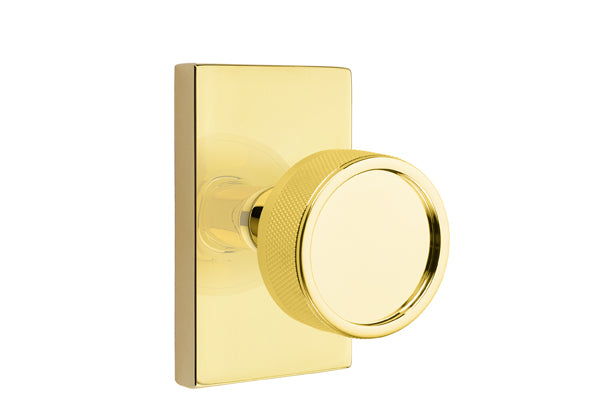 Emtek Select, Conical Knurled Knob, Modern Rectangular Rosette Concealed Screws