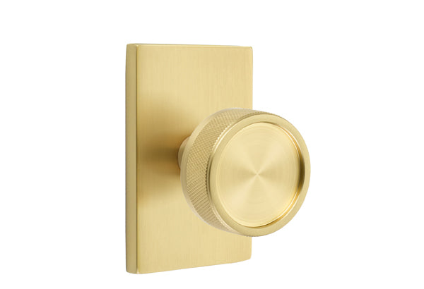 Emtek Select, Conical Knurled Knob, Modern Rectangular Rosette Concealed Screws