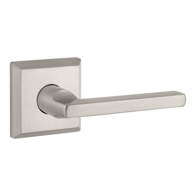 Baldwin Reserve PSSQUTSR150 Passage Square Lever and Traditional Square Rose with 6AL Latch and Dual Strike Satin Nickel Finish - NA - Brass