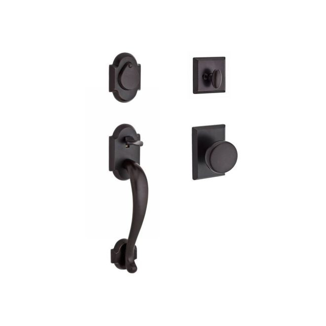 Baldwin Reserve SCADIXRUSRSR481 Single Cylinder Adirondack Handleset Rustic Knob and Rustic Square Rose with 6AL Latch and Dual Strike Dark Bronze Finish - NA - NA