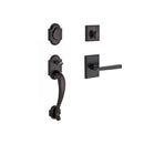 Baldwin Reserve SCADIXTAPLRSR481 Single Cylinder Adirondack Handleset Left Hand Taper Lever and Rustic Square Rose with 6AL Latch and Dual Strike Dark Bronze Finish - Left Hand - NA