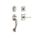 Baldwin Reserve SCADIXTAPLRSR492 Single Cylinder Adirondack Handleset Left Hand Taper Lever and Rustic Square Rose with 6AL Latch and Dual Strike White Bronze Finish - Left Hand - NA