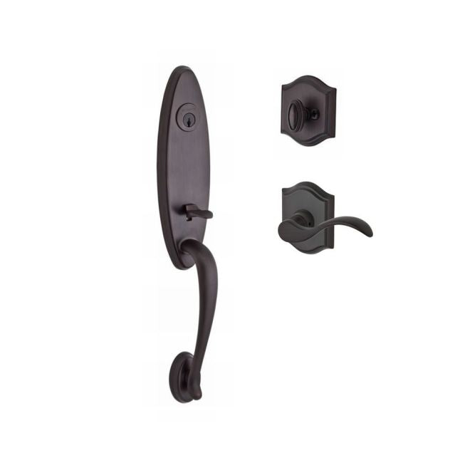 Baldwin Reserve SCCHEXCURLTAR112 Single Cylinder Chesapeake Handleset Left Hand Curve Lever and Traditional Arch Rose with 6AL Latch and Dual Strike Venetian Bronze Finish - Left Hand - NA