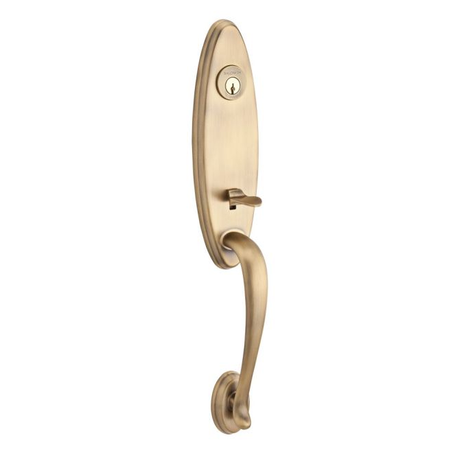 Baldwin Reserve SCCHEXDECLTSR049 Single Cylinder Chesapeake Handleset Left Hand Decorative Lever and Traditional Square Rose with 6AL Latch and Dual Strike Matte Brass and Black Finish - Left Hand - NA