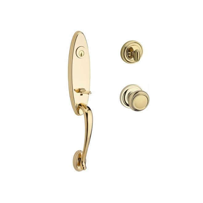 Baldwin Reserve SCCHEXTRATRR003 Single Cylinder Chesapeake Handleset Traditional Knob and Traditional Round Rose with 6AL Latch and Dual Strike Lifetime Brass Finish - NA - NA