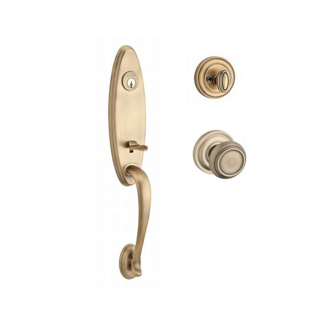 Baldwin Reserve SCCHEXTRATRR049 Single Cylinder Chesapeake Handleset Traditional Knob and Traditional Round Rose with 6AL Latch and Dual Strike Matte Brass and Black Finish - NA - NA