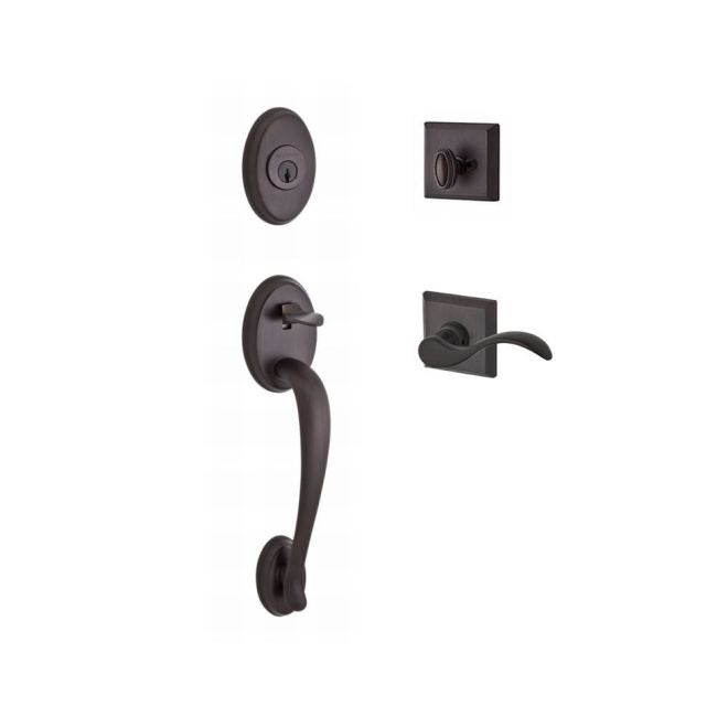 Baldwin Reserve SCCOLXCURLTSR112 Single Cylinder Columbus Handleset Left Hand Curve Lever and Traditional Square Rose with 6AL Latch and Dual Strike Venetian Bronze Finish - Left Hand - NA