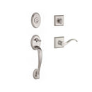 Baldwin Reserve SCCOLXCURLTSR150 Single Cylinder Columbus Handleset Left Hand Curve Lever and Traditional Square Rose with 6AL Latch and Dual Strike Satin Nickel Finish - Left Hand - NA