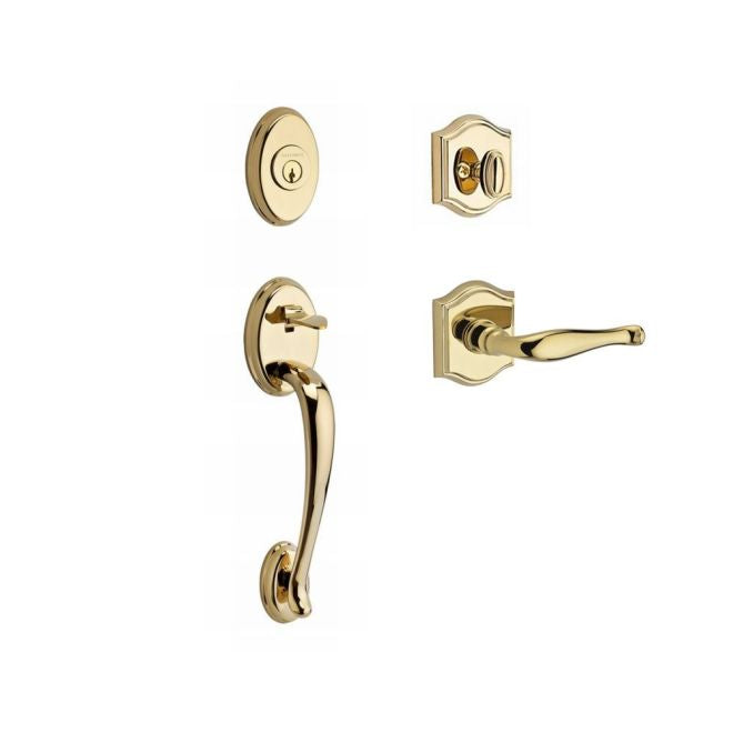 Baldwin Reserve SCCOLXDECLTAR003 Single Cylinder Columbus Handleset Left Hand Decorative Lever and Traditional Arch Rose with 6AL Latch and Dual Strike Lifetime Brass Finish - Left Hand - NA