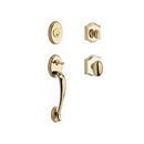 Baldwin Reserve SCCOLXELLTAR003 Single Cylinder Columbus Handleset Ellipse Knob and Traditional Arch Rose with 6AL Latch and Dual Strike Lifetime Brass Finish - Lifetime Brass - NA