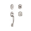 Baldwin Reserve SCCOLXELLTAR150 Single Cylinder Columbus Handleset Ellipse Knob and Traditional Arch Rose with 6AL Latch and Dual Strike Satin Nickel Finish - Satin Nickel - NA