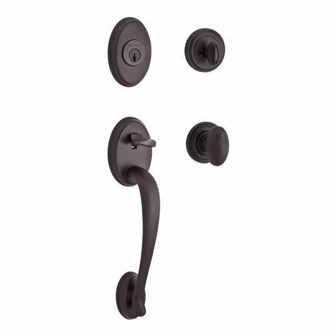 Baldwin Reserve SCCOLXELLTRR150 Single Cylinder Columbus Handleset Ellipse Knob and Traditional Round Rose with 6AL Latch and Dual Strike Satin Nickel Finish - NA - NA