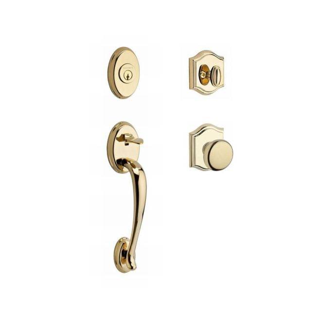 Baldwin Reserve SCCOLXROUTAR003 Single Cylinder Columbus Handleset Round Knob and Traditional Arch Rose with 6AL Latch and Dual Strike Lifetime Brass Finish - NA - NA