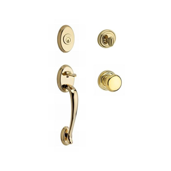 Baldwin Reserve SCCOLXROUTRR003 Single Cylinder Columbus Handleset Round Knob and Traditional Round Rose with 6AL Latch and Dual Strike Lifetime Brass Finish - NA - NA