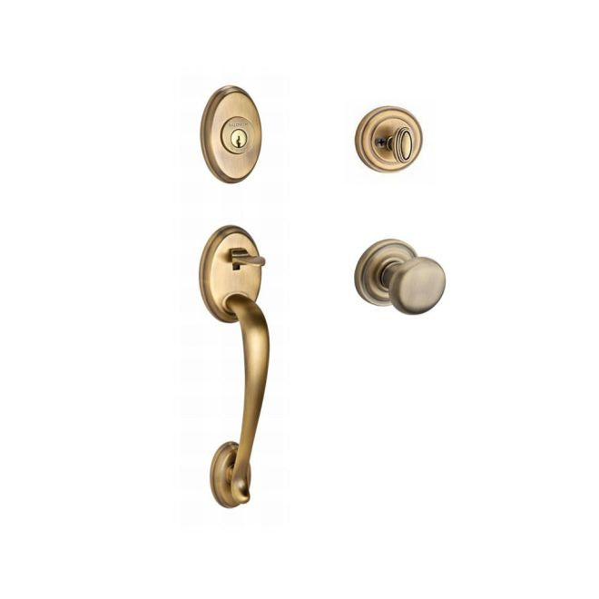Baldwin Reserve SCCOLXROUTRR049 Single Cylinder Columbus Handleset Round Knob and Traditional Round Rose with 6AL Latch and Dual Strike Matte Brass and Black Finish - NA - NA