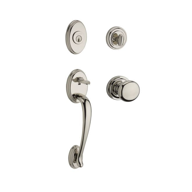 Baldwin Reserve SCCOLXROUTRR141 Single Cylinder Columbus Handleset Round Knob and Traditional Round Rose with 6AL Latch and Dual Strike Bright Nickel Finish - NA - NA