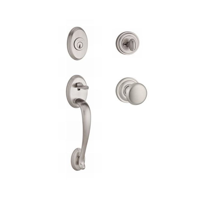 Baldwin Reserve SCCOLXROUTRR150 Single Cylinder Columbus Handleset Round Knob and Traditional Round Rose with 6AL Latch and Dual Strike Satin Nickel Finish - NA - NA