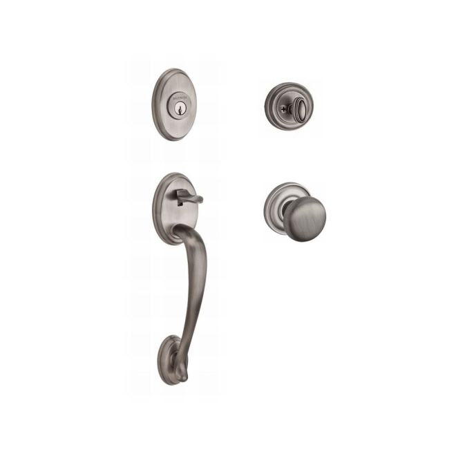 Baldwin Reserve SCCOLXROUTRR152 Single Cylinder Columbus Handleset Round Knob and Traditional Round Rose with 6AL Latch and Dual Strike Matte Antique Nickel Finish - NA - NA