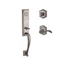 Baldwin Reserve SCDELXCURLTAR152 Single Cylinder Del Mar Handleset Left Hand Curve Lever and Traditional Arch Rose with 6AL Latch and Dual Strike Matte Antique Nickel Finish - Left Hand - NA
