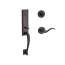Baldwin Reserve SCDELXCURRTRR112 Single Cylinder Del Mar Handleset Right Hand Curve Lever and Traditional Round Rose with 6AL Latch and Dual Strike Venetian Bronze Finish - Right Hand - NA
