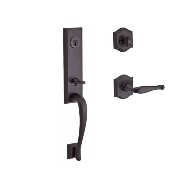 Baldwin Reserve SCDELXDECRTAR112 Single Cylinder Del Mar Handleset Right Hand Decorative Lever and Traditional Arch Rose with 6AL Latch and Dual Strike Venetian Bronze Finish - Right Hand - NA