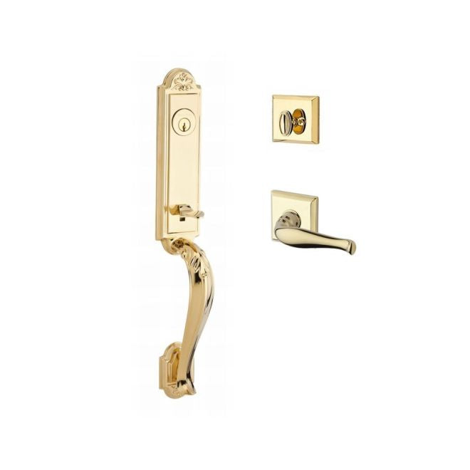 Baldwin Reserve SCELIXDECLTSR003 Single Cylinder Elizabeth Handleset Left Hand Decorative Lever and Traditional Square Rose with 6AL Latch and Dual Strike Lifetime Brass Finish - Left Hand - NA