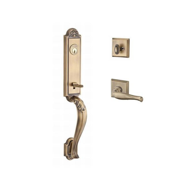 Baldwin Reserve SCELIXDECLTSR049 Single Cylinder Elizabeth Handleset Left Hand Decorative Lever and Traditional Square Rose with 6AL Latch and Dual Strike Matte Brass and Black Finish - Left Hand - NA