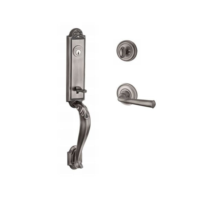 Baldwin Reserve SCELIXFEDRTRR152 Single Cylinder Elizabeth Handleset Right Hand Federal Lever and Traditional Round Rose with 6AL Latch and Dual Strike Matte Antique Nickel Finish - Right Hand - NA