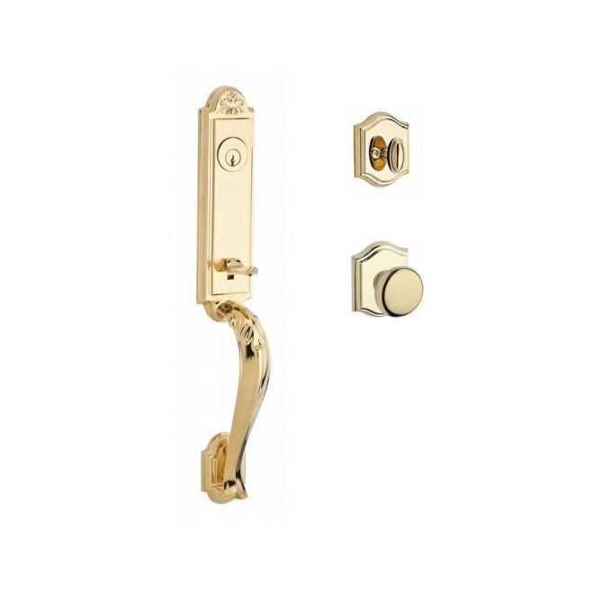 Baldwin Reserve SCELIXROUTAR003 Single Cylinder Elizabeth Handleset Round Knob and Traditional Arch Rose with 6AL Latch and Dual Strike Lifetime Brass Finish - NA - NA