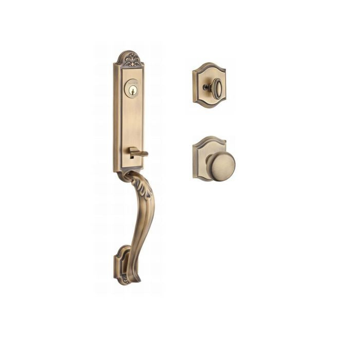 Baldwin Reserve SCELIXROUTAR049 Single Cylinder Elizabeth Handleset Round Knob and Traditional Arch Rose with 6AL Latch and Dual Strike Matte Brass and Black Finish - NA - NA