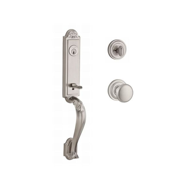 Baldwin Reserve SCELIXROUTRR150 Single Cylinder Elizabeth Handleset Round Knob and Traditional Round Rose with 6AL Latch and Dual Strike Satin Nickel Finish - NA - NA