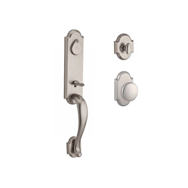 Baldwin Reserve SCKODXRUSRAR492 Single Cylinder Kodiak Handleset Rustic Knob and Rustic Arch Rose with 6AL Latch and Dual Strike White Bronze Finish - NA - NA