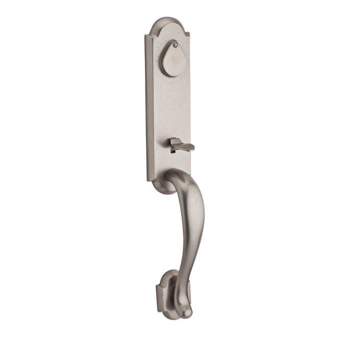 Baldwin Reserve SCKODXRUSRSR492 Single Cylinder Kodiak Handleset Rustic Knob and Rustic Square Rose with 6AL Latch and Dual Strike White Bronze Finish - NA - NA