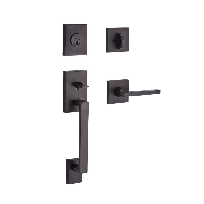 Baldwin Reserve SCLAJXSQUCSR112 Single Cylinder La Jolla Handleset Square Lever Contemporary Square Rose with 6AL Latch and Dual Strike Venetian Bronze Finish - NA - NA