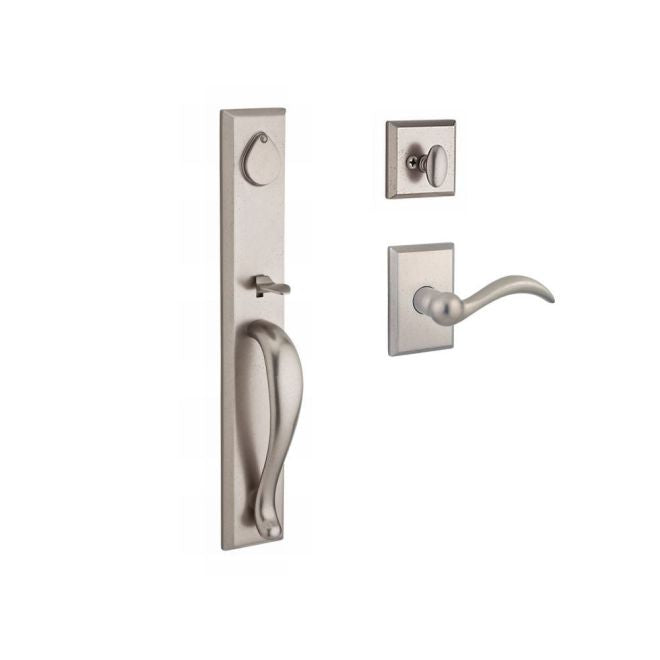 Baldwin Reserve SCLONXARCLRSR492 Single Cylinder Longview Handleset Left Hand Arch Lever and Rustic Square Rose with 6AL Latch and Dual Strike White Bronze Finish - Left Hand - NA