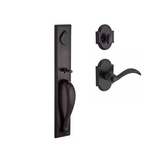 Baldwin Reserve SCLONXARCRRAR481 Single Cylinder Longview Handleset Right Hand Arch Lever and Rustic Arch Rose with 6AL Latch and Dual Strike Dark Bronze Finish - Right Hand - NA