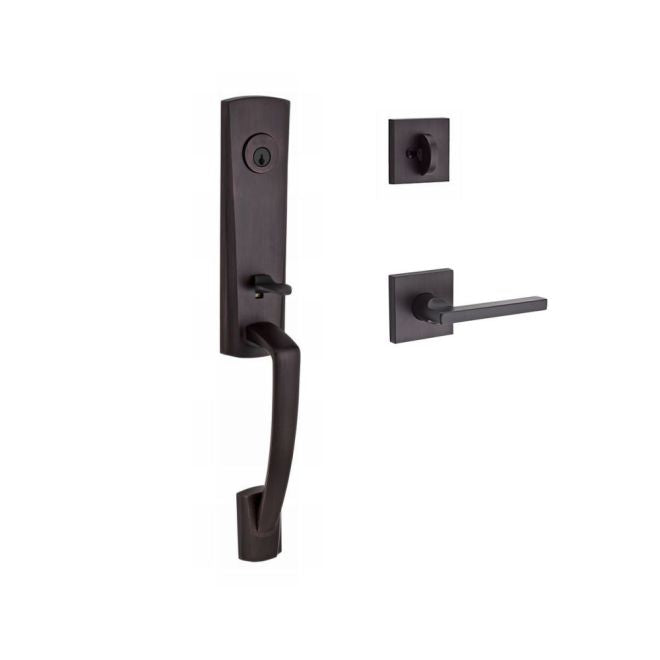 Baldwin Reserve SCMIAXSQULCSR112 Single Cylinder Miami Handleset Left Hand Square Lever and Contemporary Square Rose with 6AL Latch and Dual Strike Venetian Bronze Finish - Left Hand - NA