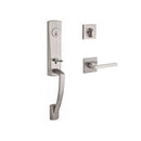 Baldwin Reserve SCMIAXSQURCSR150 Single Cylinder Miami Handleset Right Hand Square Lever and Contemporary Square Rose with 6AL Latch and Dual Strike Satin Nickel Finish - Right Hand - NA