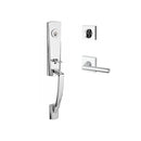 Baldwin Reserve SCMIAXTUBLCSR260 Single Cylinder Miami Handleset Left Hand Tube Lever and Contemporary Square Rose with 6AL Latch and Dual Strike Bright Chrome Finish - Left Hand - NA