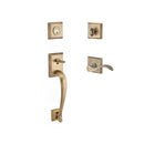 Baldwin Reserve SCNAPXCURRTSR049 Single Cylinder Napa Handleset Right Hand Curve Lever and Traditional Square Rose with 6AL Latch and Dual Strike Matte Brass and Black Finish - Right Hand - NA