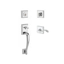 Baldwin Reserve SCNAPXCURRTSR260 Single Cylinder Napa Handleset Right Hand Curve Lever and Traditional Square Rose with 6AL Latch and Dual Strike Bright Chrome Finish - Right Hand - NA
