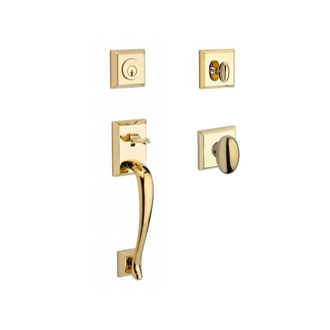 Baldwin Reserve SCNAPXELLTSR003 Single Cylinder Napa Handleset Ellipse Knob and Traditional Square Rose with 6AL Latch and Dual Strike Lifetime Brass Finish - NA - NA