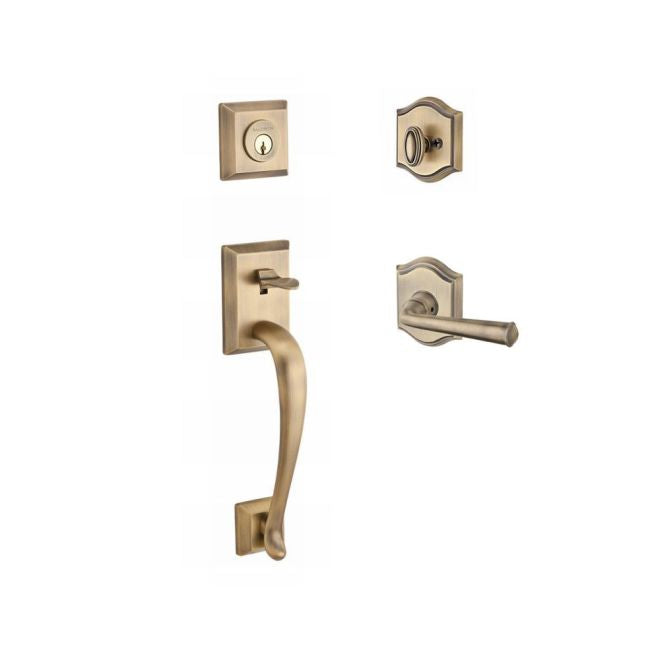 Baldwin Reserve SCNAPXFEDLTAR049 Single Cylinder Napa Handleset Left Hand Federal Lever and Traditional Arch Rose with 6AL Latch and Dual Strike Matte Brass and Black Finish - Left Hand - NA