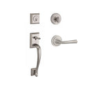 Baldwin Reserve SCNAPXFEDRTRR150 Single Cylinder Napa Handleset Right Hand Federal Lever and Traditional Round Rose with 6AL Latch and Dual Strike Satin Nickel Finish - Right Hand - NA