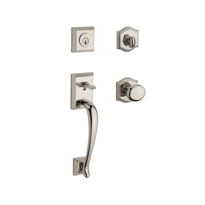 Baldwin Reserve SCNAPXROUTAR141 Single Cylinder Napa Handleset Round Knob and Traditional Arch Rose with 6AL Latch and Dual Strike Bright Nickel Finish - NA - NA