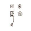 Baldwin Reserve SCNAPXROUTAR150 Single Cylinder Napa Handleset Round Knob and Traditional Arch Rose with 6AL Latch and Dual Strike Satin Nickel Finish - NA - NA