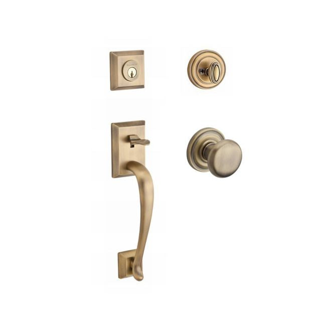Baldwin Reserve SCNAPXROUTRR049 Single Cylinder Napa Handleset Round Knob and Traditional Round Rose with 6AL Latch and Dual Strike Matte Brass and Black Finish - NA - NA