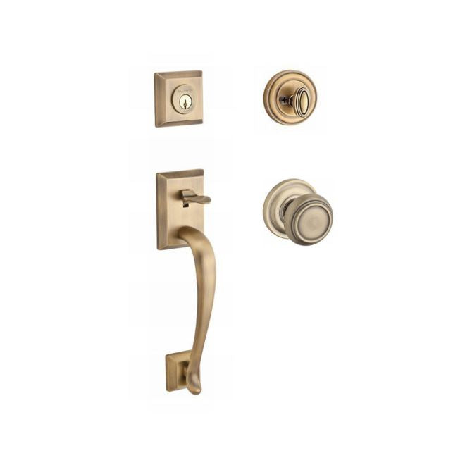 Baldwin Reserve SCNAPXTRATRR049 Single Cylinder Napa Handleset Traditional Knob and Traditional Round Rose with 6AL Latch and Dual Strike Matte Brass and Black Finish - NA - NA