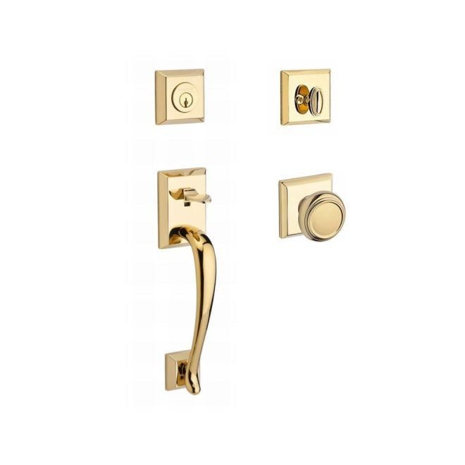 Baldwin Reserve SCNAPXTRATSR003 Single Cylinder Napa Handleset Traditional Knob and Traditional Square Rose with 6AL Latch and Dual Strike Lifetime Brass Finish - NA - NA